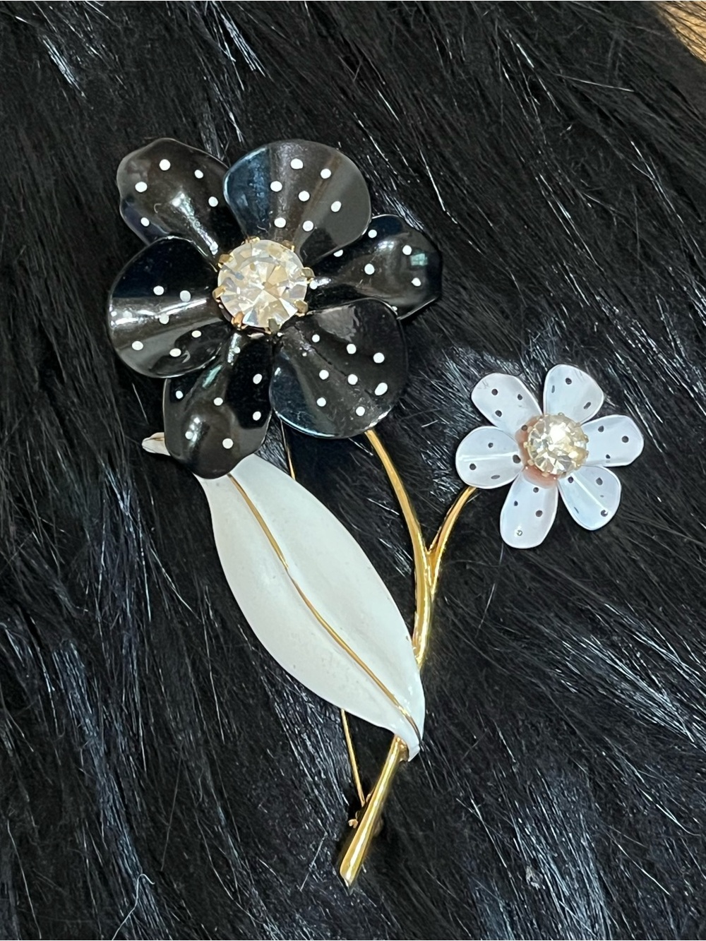 Vintage Avon Polka Dot Flowers Brooch